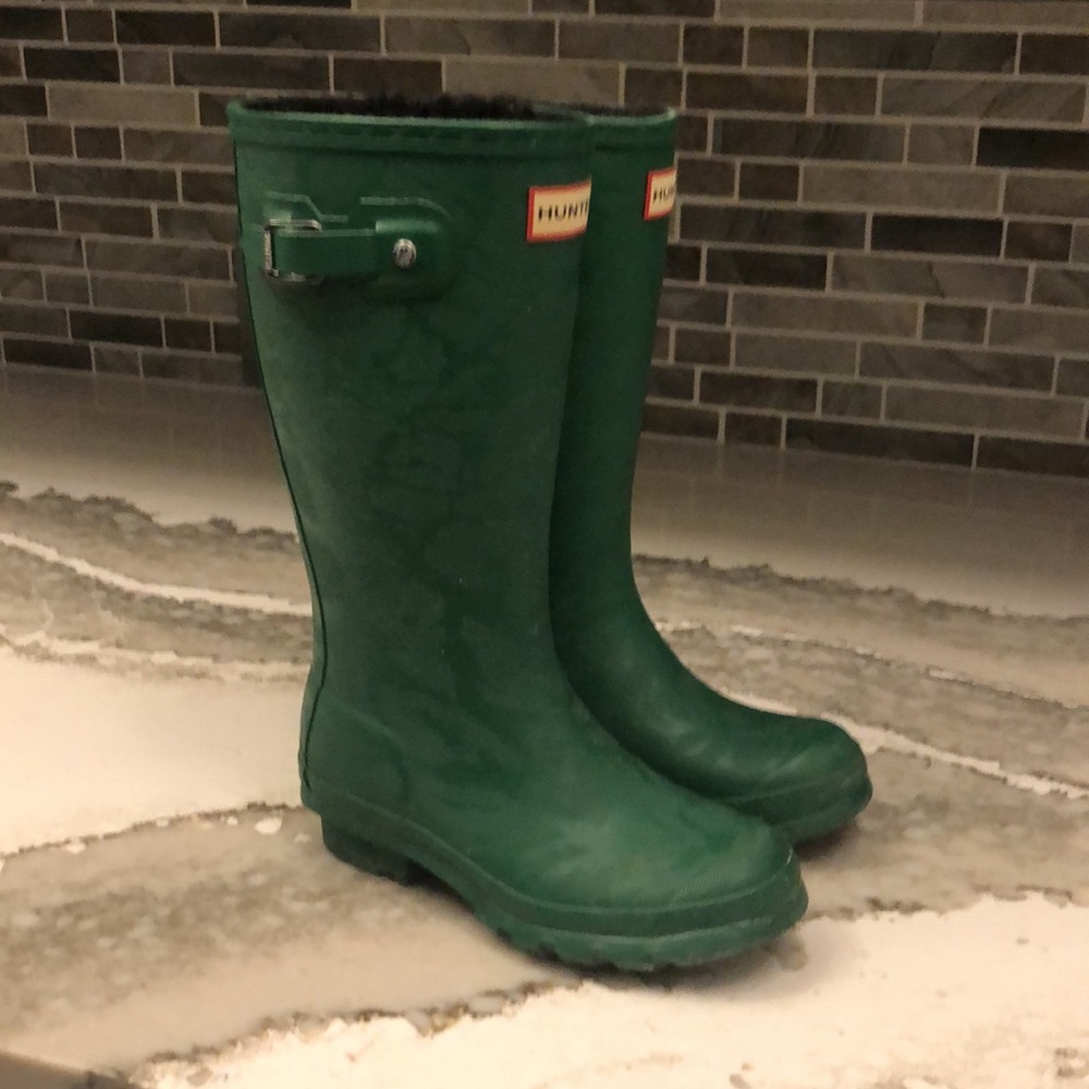 Girls Hunter green boots size 2 - Picture 2 of 4